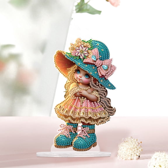 Diamond Art Painting Ornament, Beautiful Doll DIY Desktop Diamond Art Painting Decoration, Acrylic Special Shape Diamond Art Home Decoration and Gifts, Desktop Placement Decoration