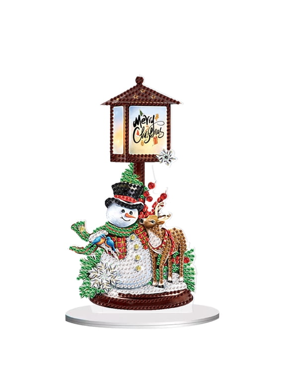 Diamond Art Painting Ornament, Christmas Snowman Lighthouse DIY Desktop Decorations, Special Shape Diamond Art for Home Decor Ornaments and Gifts
