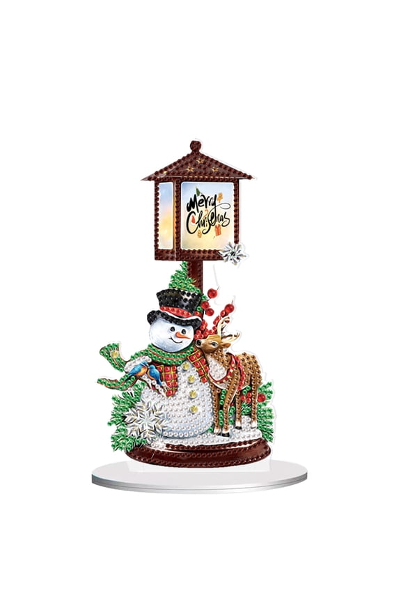 Diamond Art Painting Ornament, Christmas Snowman Lighthouse DIY Desktop Decorations, Special Shape Diamond Art for Home Decor Ornaments and Gifts