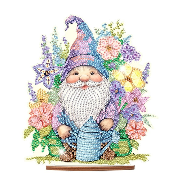 Diamond Art Painting Ornament, Flower Watering Gnomes Tabletop Decorations Special Shape Diamond Art for Home Decor Ornaments and Gifts