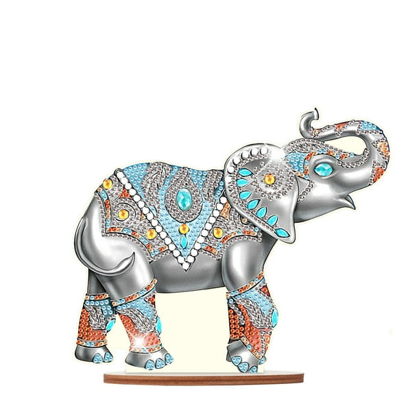 Diamond Art Painting Ornament, Silver Bully Elephant Tabletop Decoration Special Shape Diamond Art for Home Decor Ornaments and Gifts
