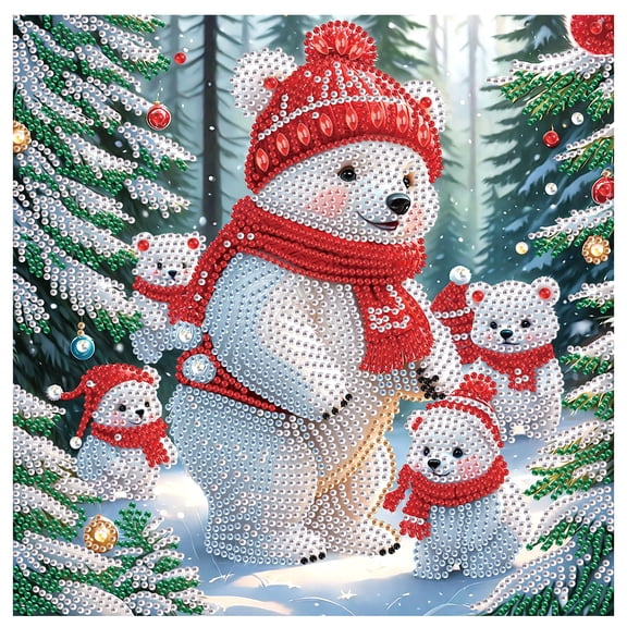 Diamond Art Painting Set, Bear Play DIY 5D Diamond Art Adult Set Mosaic Crafts for Home, Office Wall Decoration, Christmas Gift