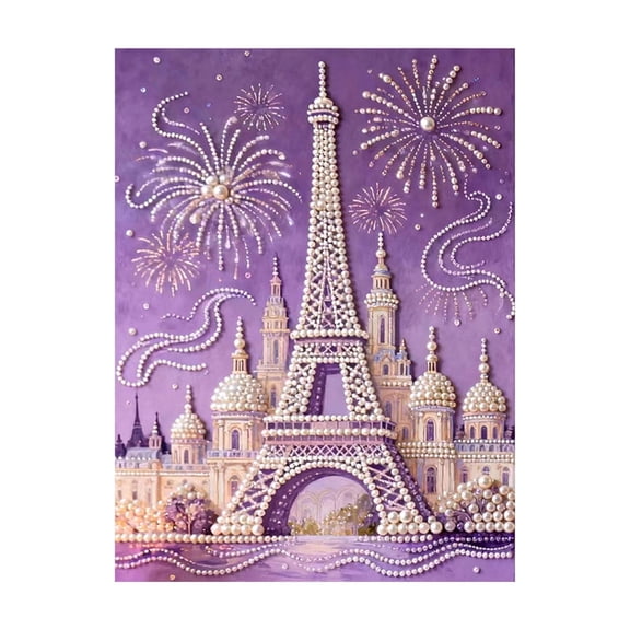 Diamond Art Painting Special Shaped Kits Set of 1 for Adults, Eiffel Tower Pearl Diamond Painting Kits for Adults Beginner, DIY 3D Pearl Diamond Dots Gem Art Craft for Home Decor 12 x 16 inch