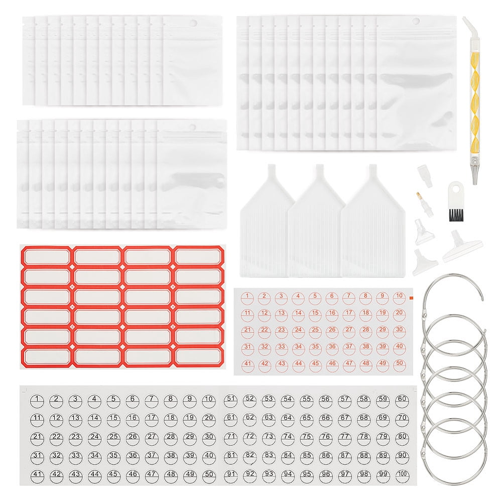 Diamond Art Painting Storage Bag Art Beads Accessories Bead Organizer Tool Kit with Paper Blank Sticker Plastic Painting Point Drill Pen