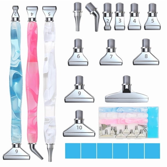 Diamond Art Pens Diamond Art Tools Painting Pen with Screw Metal Tips Multi-Placer Tool Accessories for Adults Gem Rhinestone Picker Stylus 3Pcs, With 12 Diamond Painting Tips