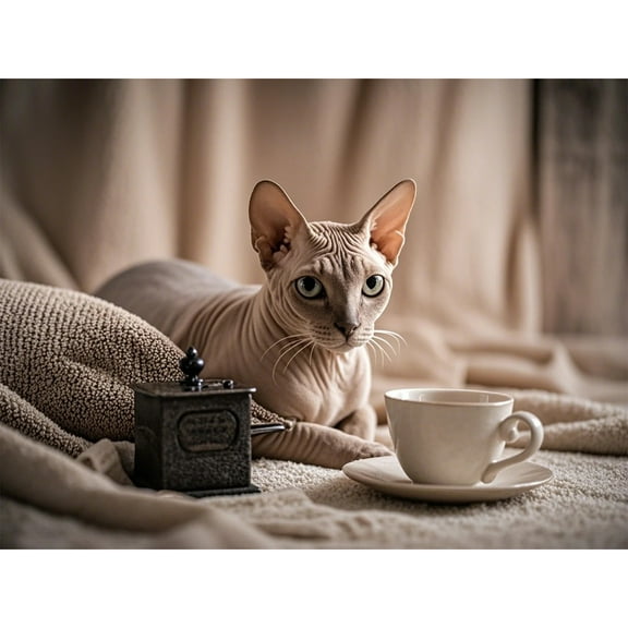 Diamond Art Sphynx Cat Kitten 5D Diamond Painting DIY Kits Full Round Drill Beads by Number Mosaic Embroidery Arts and Crafts for Living Room Home Wall Decor 12x16 inch / 30x40cm