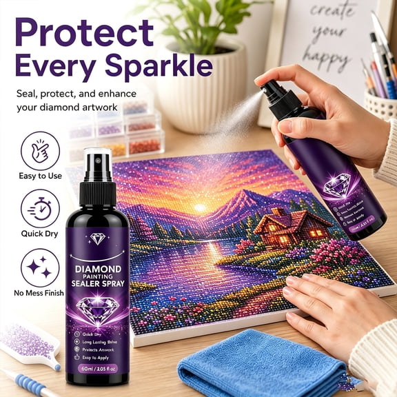 Diamond Art Spray Sealer Quick Dry Gloss Finish with Microfiber Cloth 60ml