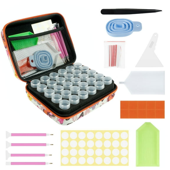 Diamond Art Storage Box 60/30 Slots Beads Storage Box Shockproof Diamond Storage Case Portable Lightweight Diamond Art Storage Containers with Diamond Art Accessories and Tools Kit for DIY Art Craft