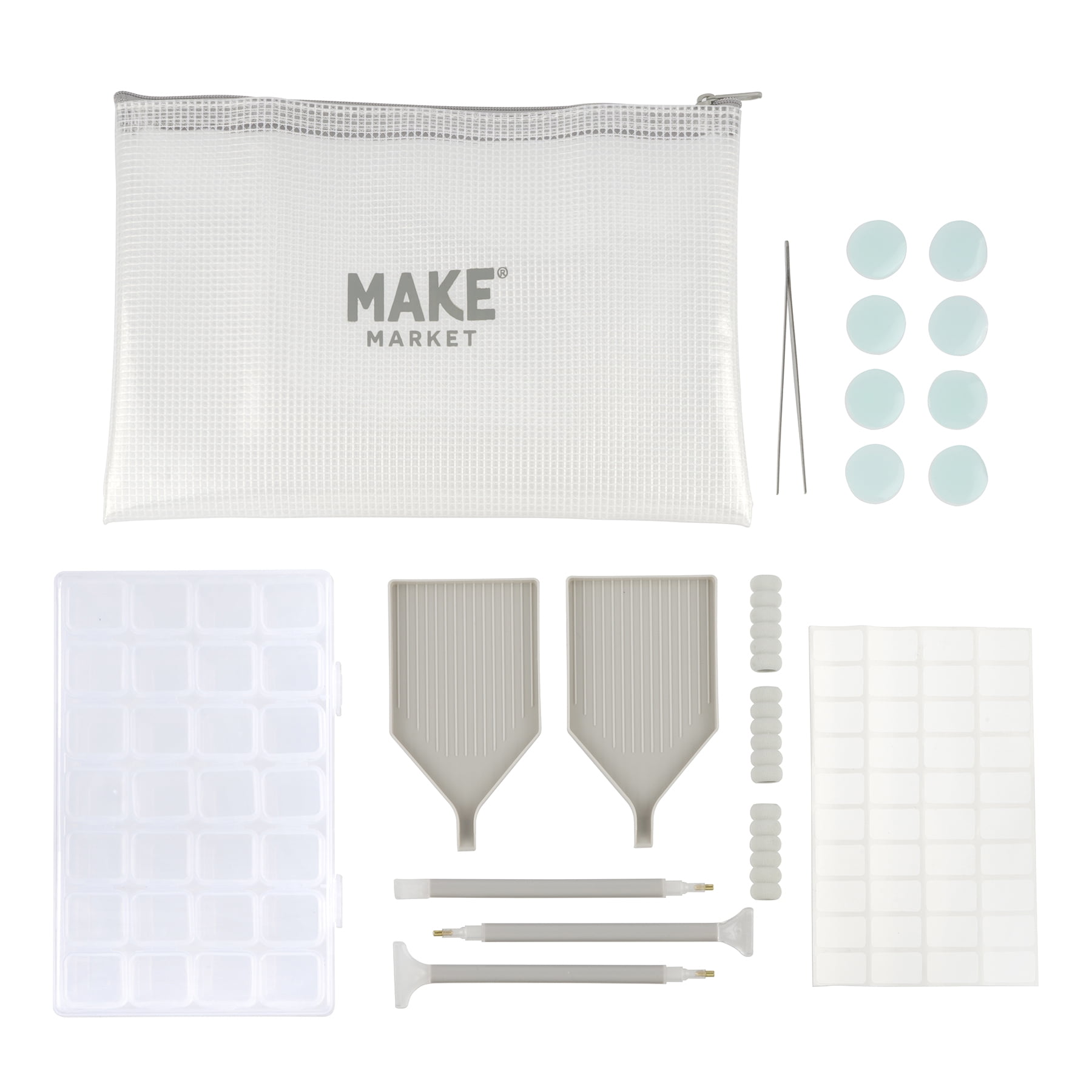 Diamond Art Tool Kit by Make Market – 20-Piece Set for Diamond Painting with Styluses - Trays - Tweezers & Storage - 6 Pack