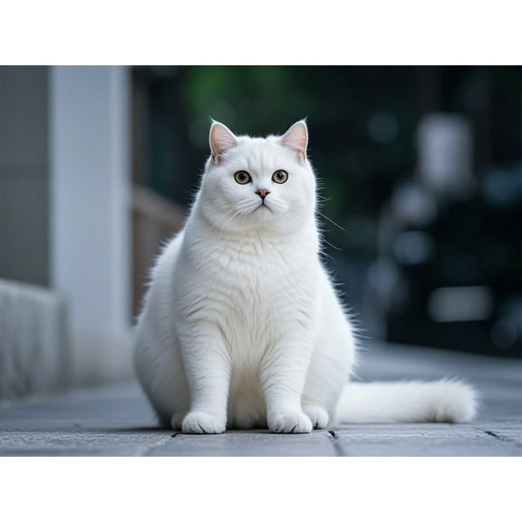 Diamond Art White British Shorthair Cat Kitten 5D Diamond Painting DIY Kits Full Round Drill Beads by Number Mosaic Embroidery Arts and Crafts for Living Room Home Wall Decor 12x16 inch / 30x40cm