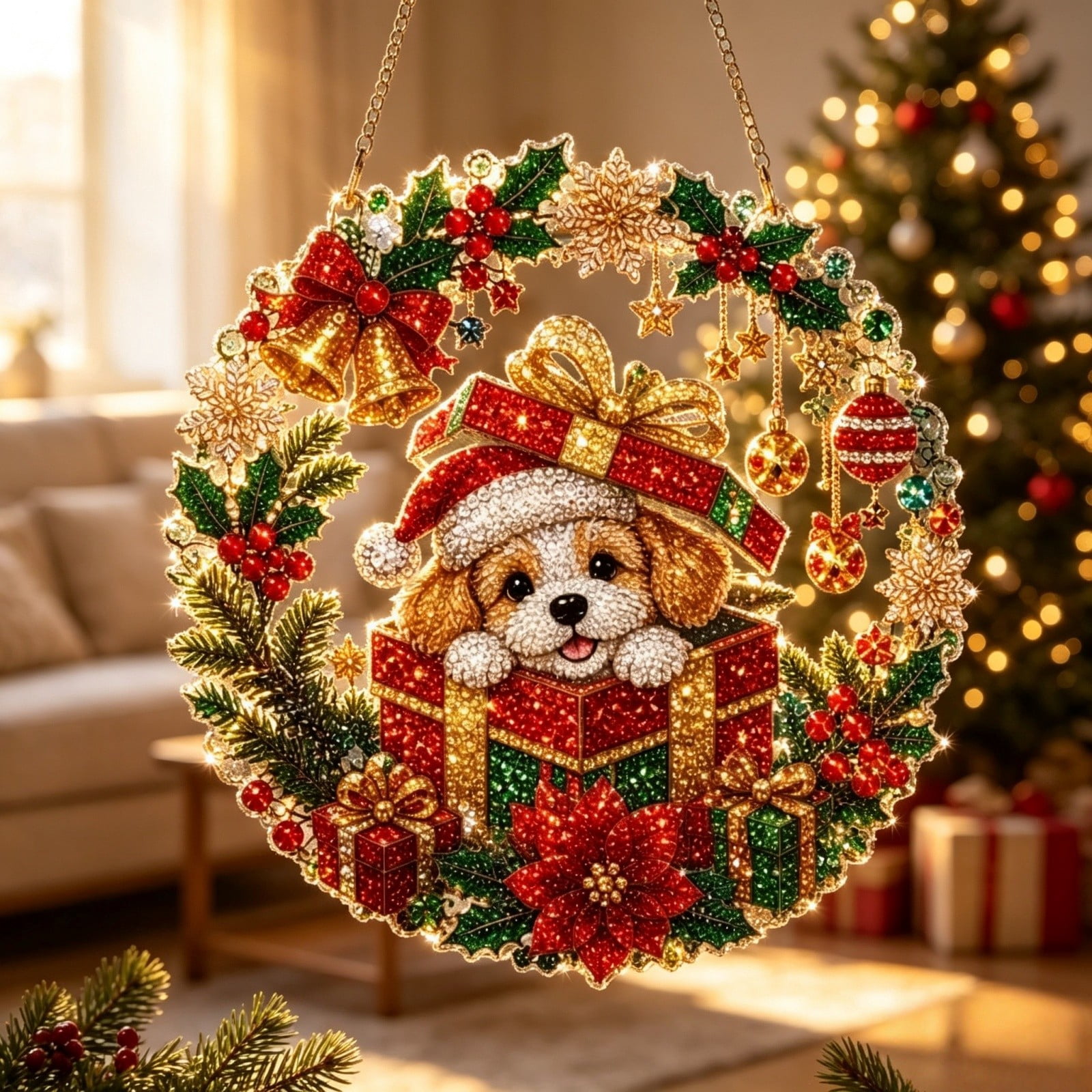Diamond Art Wreath Sign Reindeer Gingerbread Rhinestone, Pre Finished ...