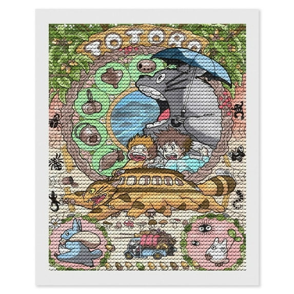 Diamond Arts Kits for Adults - Totoro Full Drill Diamond Arts for Beginners, Round 5D Paint with Diamonds Gem Art Painting Kits for Home Wall Decor Gifts 16"x20"