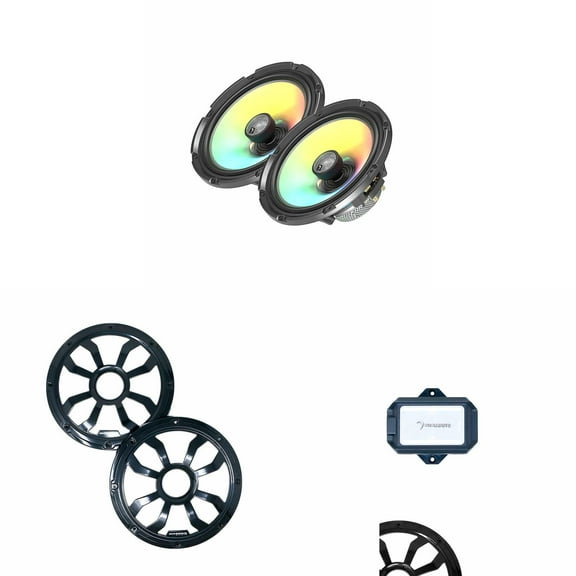 Diamond Audio HXM65F4 marine 6.5" speakers with Black/Black grilles and digital LED controller