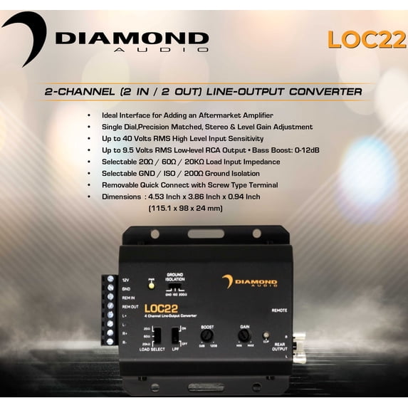 Diamond Audio LOC22 2-Channel (2 IN / 2 OUT) Line-Output Converter