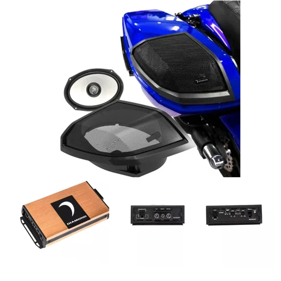 Diamond Audio "MSHXM692LK24 + MICRO2V2" Series 2-Channel Full Range Class D Amplifier & 2024+ Harley Davidson Cut-In Lid Kit with HXM69F2 Speakers (2)