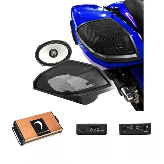 Diamond Audio "MSHXM694LK24 + MICRO2V2" Series 2-Channel Full Range Class D Amplifier & 2024+ Harley Davidson® Cut-In Lid Kit with HXM69F4 Speakers