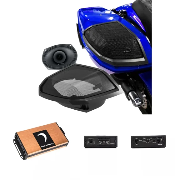 Diamond Audio "MSMP694LK24 + MICRO2V2" Series 2-Channel Full Range Class D Amplifier & 2024+ Harley Davidson Cut-In Lid Kit with MP694 Speakers (4)