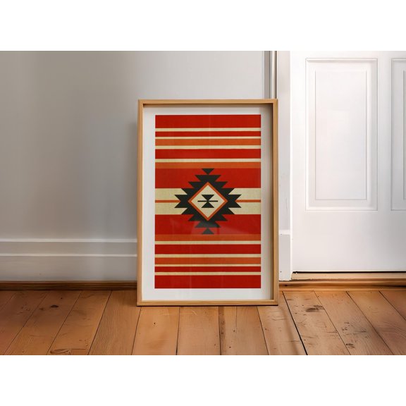 Diamond Aztec Poster Rustic Outdoors Art Native Poster , Poster Print Only