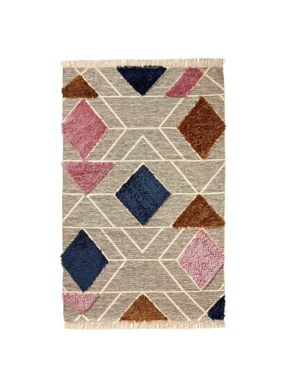 Diamond Aztec Tufted Flat Weave Area Rug 5"x8" by Drew Barrymore Flower Home