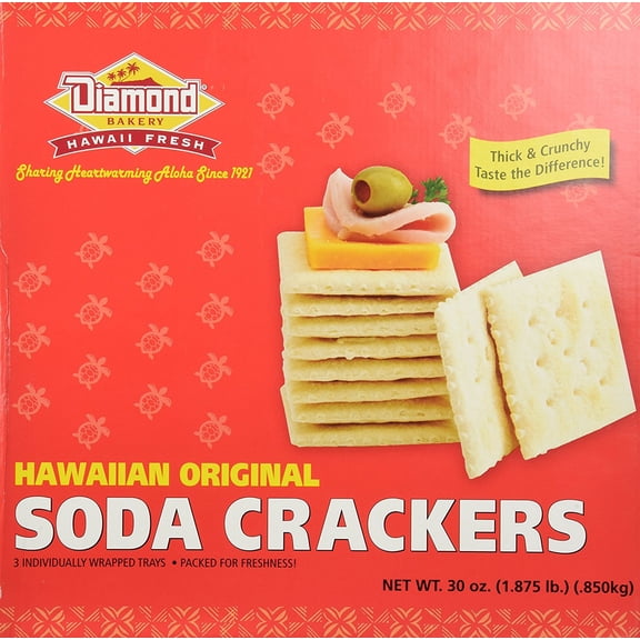 Diamond Bakery Hawaiian Soda Crackers Unsalted Tops 30 oz Box