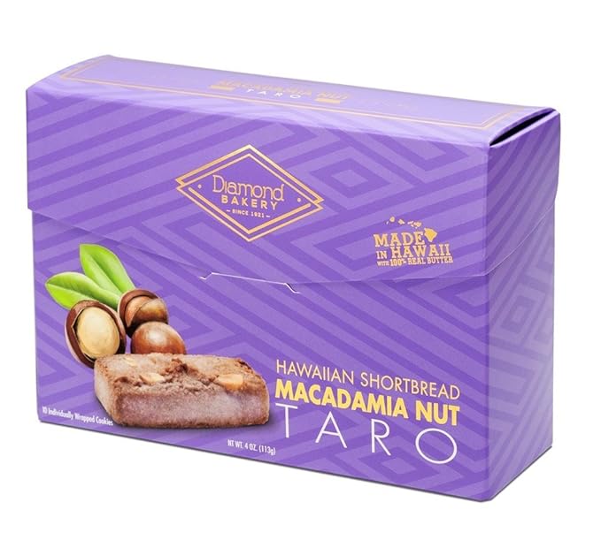 Diamond Bakery Premium Hawaiian Macadamia Nut Shortbread Cookies, Taro