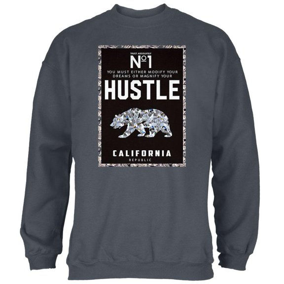 Diamond Bear Hustle California Mens Sweatshirt Charcoal X-LG