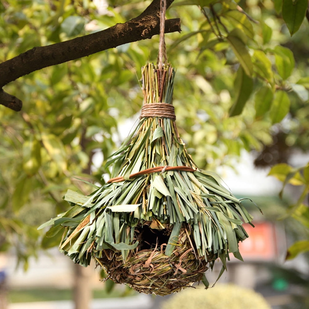 Diamond Birds Nest Natural Grass Bird House Outdoor Decorative Weaved
