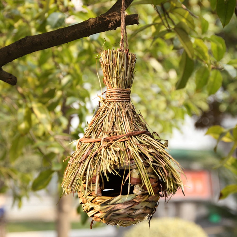 Diamond Birds Nest Natural Grass Bird House Outdoor Decorative Weaved