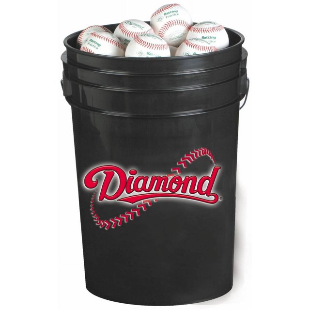 Diamond Black Bucket with BBOL Baseballs (24 Balls)