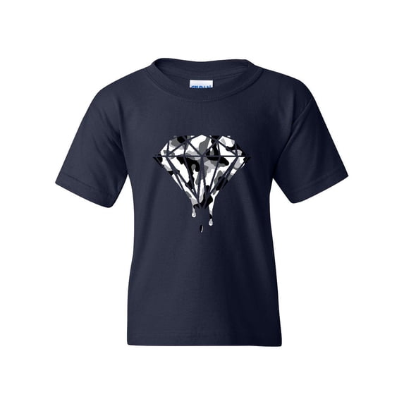 Diamond Black and White Camouflaged Unisex Youth Kids T-Shirt Tee