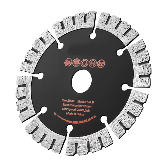 Diamond Blades 5 inch, 5-Pack Wall Chaser Saw Blade Cutting Blade, 0.79 in Arbor, High-Hardness Diamond Segments, 65Mn Steel Core, Dry Wet Cutting, Clean Edges for Concrete Brick Stone Cement