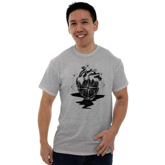 Diamond Bleeding Heart Compass Men's Graphic T Shirt Tees Brisco Brands M
