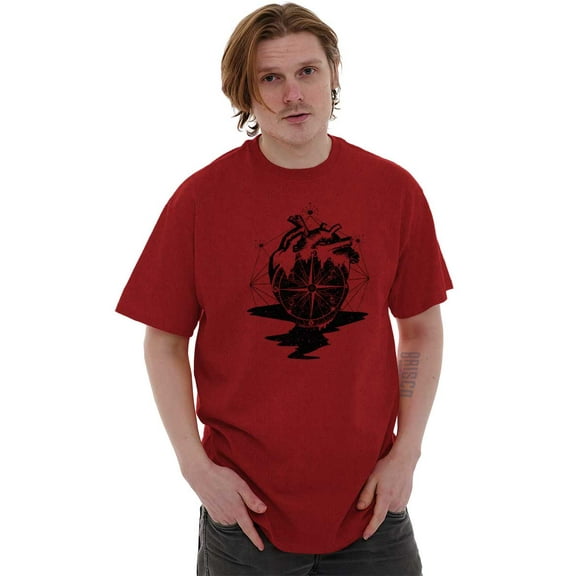 Diamond Bleeding Heart Compass Men's Graphic T Shirt Tees Brisco Brands S