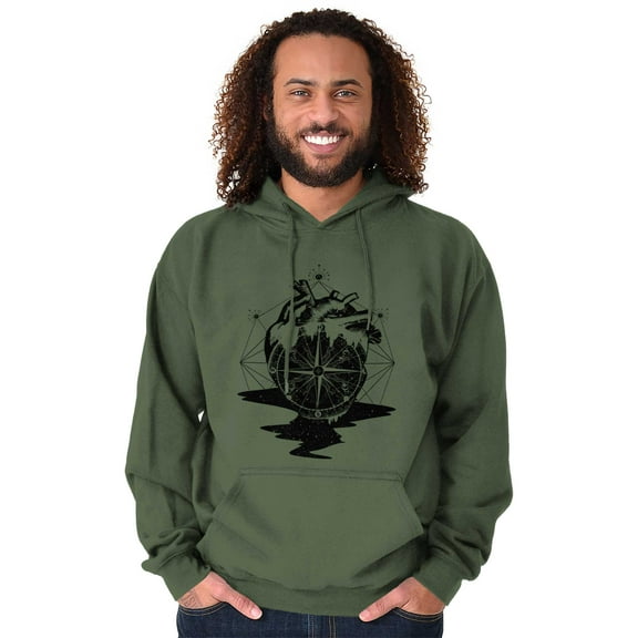 Diamond Bleeding Heart Compass Unisex Plus Fleece Graphic Hoodie Brisco Brands 2X