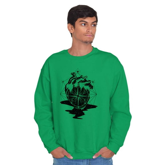 Diamond Bleeding Heart Compass Unisex Plus Fleece Graphic Sweatshirt Brisco Brands 3X