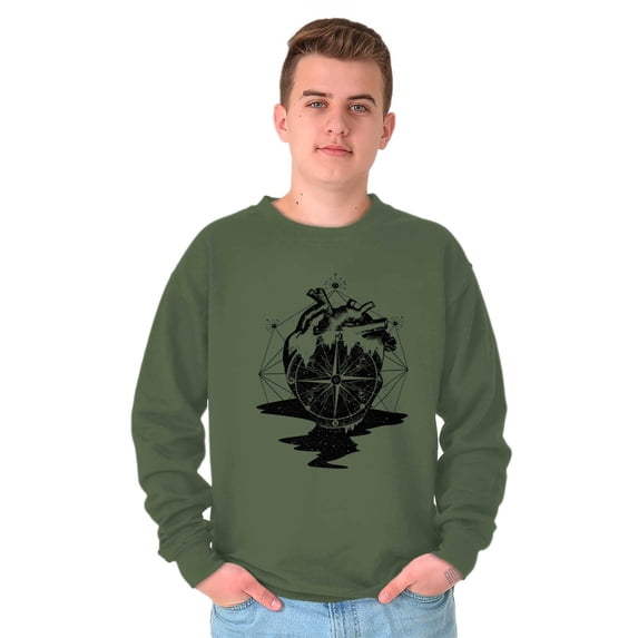 Diamond Bleeding Heart Compass Unisex Plus Fleece Graphic Sweatshirt Brisco Brands 4X