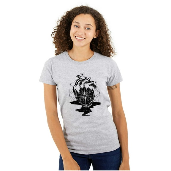 Diamond Bleeding Heart Compass Womens Fitted Plus Size Graphic Tee Brisco Brands 3X