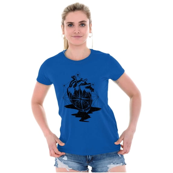 Diamond Bleeding Heart Compass Womens Slim Fit Graphic Tee Brisco Brands S