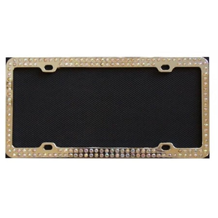 Diamond Bling Multi Color 2 Row Chrome License Plate Frame