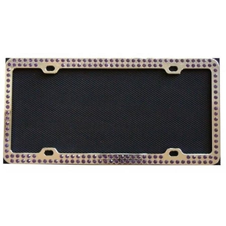 Diamond Bling Purple 2 Row Chrome License Plate Frame