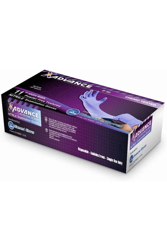 AP Medicals Diamond Gloves 8 Mil Blue Nitrile Exam Gloves – 12" Long Cuff, Powder-Free, Latex-Free, Case of 500 (IF80)