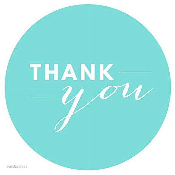 Diamond Blue Chic Thank You Circle Favor Labels, 40-Pack