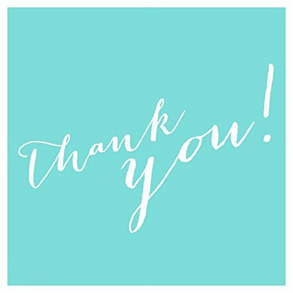 Diamond Blue Whimsical Thank You Square Favor Labels, 40-Pack
