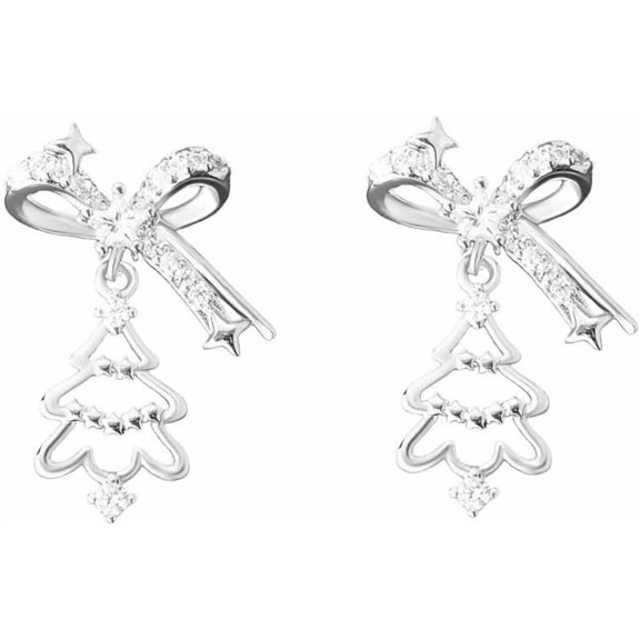 Diamond Bow Christmas Tree Cartilage Screw Stud Small Dangle Drop Earrings for Women - CZ Pearl Santa Hat Jingle Bell Snowman Gloves Tragus Flat Back Studs Earring Cute Xmas Holiday Jewelry 20G