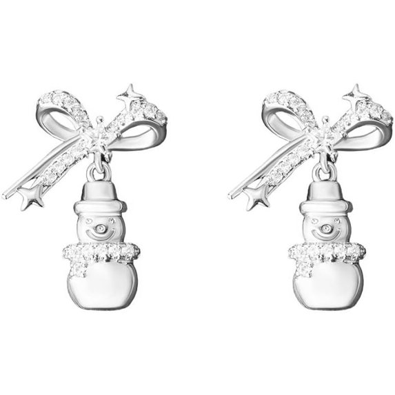 Diamond Bow Christmas Tree Cartilage Screw Stud Small Dangle Drop Earrings for Women - CZ Pearl Santa Hat Jingle Bell Snowman Gloves Tragus Flat Back Studs Earring Cute Xmas Holiday Jewelry 20G