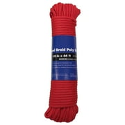 CORDA Diamond Braid Rope, Red, Polypropylene, 1/8 x 66