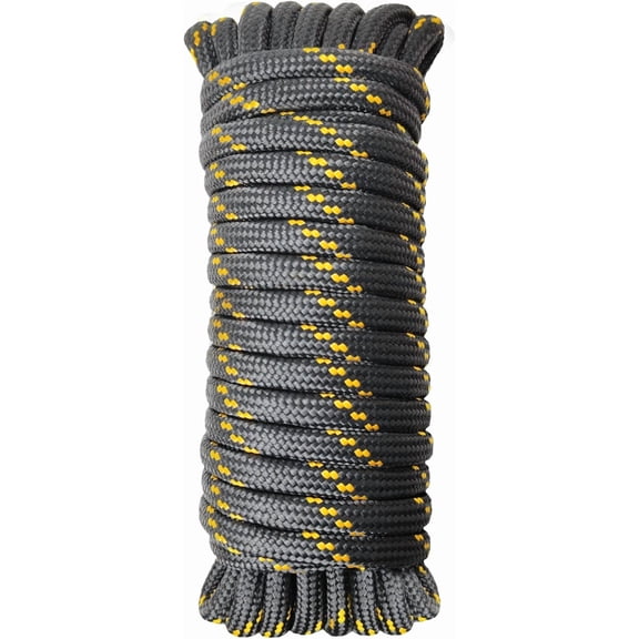Diamond Braided Polypropylene Rope Nylon Rope Mix Thick Heavy Duty Ropes 1/2 inch 100ft High Strength Perfect for Clothesrope Camping Hiking and Other Outdoor Activities Black 100ft