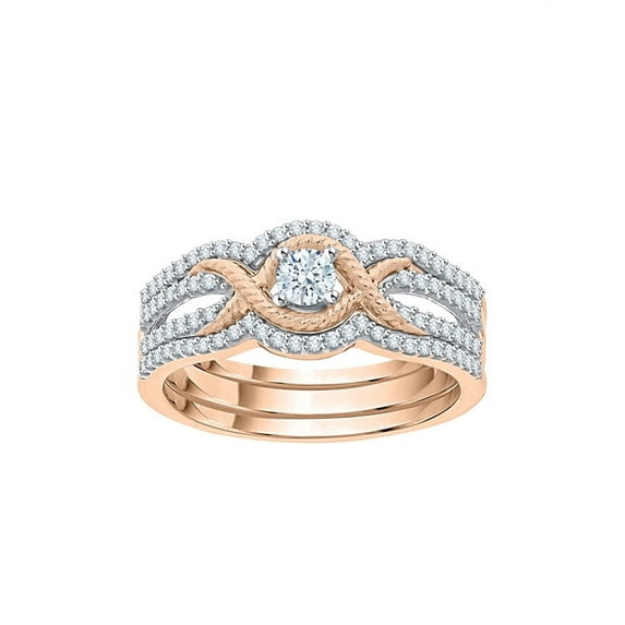 Diamond Bridal Set in 10K Rose Gold (1/2 cttw) (I-Color, SI3-I1 Clarity) (Size-8)