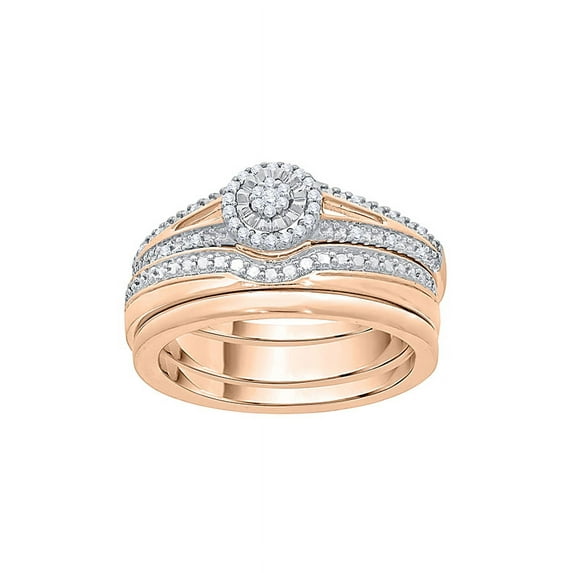 Diamond Bridal Set in 10K Rose Gold (1/8 cttw) (I-Color, SI3-I1 Clarity) (Size-9)