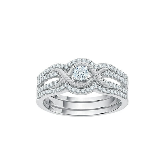Diamond Bridal Set in 10K White Gold (1/2 cttw) (I-Color, SI3-I1 Clarity) (Size-10.5)